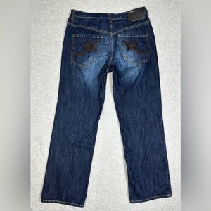Rocawear Jeans Mens 36x30 Blue Denim Regular Fit Straight Leg Embroidered Pocket